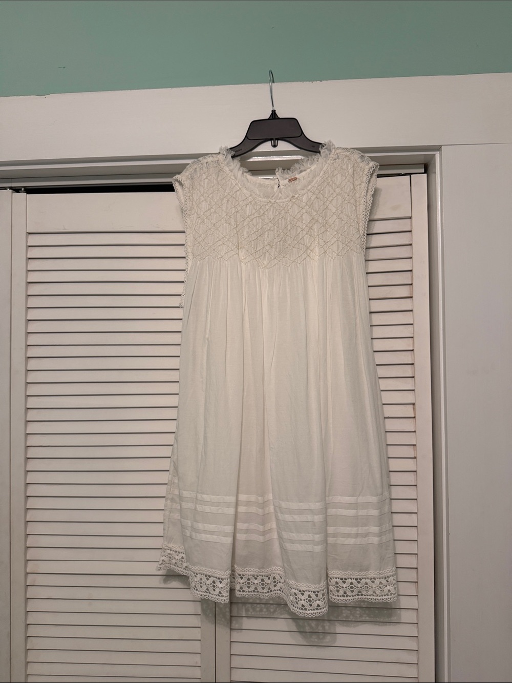 Free People Ivory Lace-Trim Sleeveless Dress